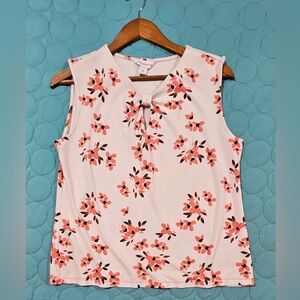 Liz Claiborne Pink and‎ White Floral Sleeveless Blose Size M